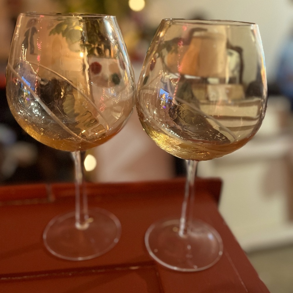 COPY - Pier 1 crackle bottom wine glasses